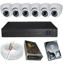 Kit Monitoramento 6 Câmeras Hd 1.0 Mp Infra + Dvr 8 Canais + hd interno - E-Think