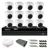 Kit Monitoramento Intelbras com 12 Câmeras de Segurança Dome 1080p