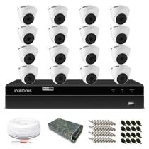 Kit Monitoramento Intelbras com 16 Câmeras de Segurança Dome 720p