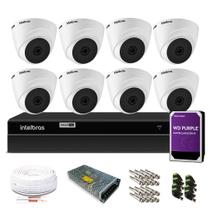 Kit Monitoramento Intelbras com 8 Câmeras de Segurança Dome 720p