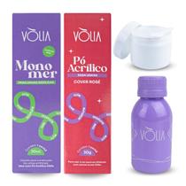 Kit Monomer 30Ml + Pó Cover Rosé Vlia + Pote Gel + Frasco