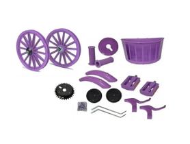 Kit montagem bicicleta aro 16 completo com pedal coroa e cesta lilas amr