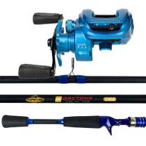 Kit Montana Bait Azul Direita Vara Carretilha Carbono 1,80mt