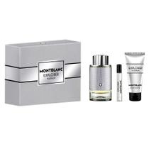 Kit Montblanc Explorer Platinum Edp Perfume Masculino 100Ml + Miniatura 7,5Ml + Gel De Banho 100Ml
