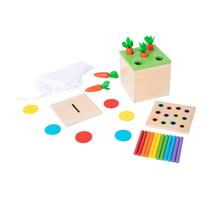 Kit Montessori Play Adena 3 em 1 com palito de fósforo, cenoura e moeda