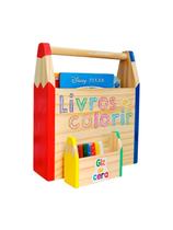 Kit Montessori, Porta Livros De Colorir + Porta Giz De Cera