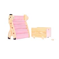 Kit Montessori, Rack Livros Girafa e Caixa De Brinquedos