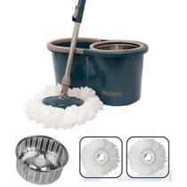 Kit Mop Giratório Esfregão Balde 13 Litros Completo + 2 Refis Extras