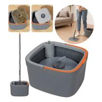 Kit Mop Giratorio Luxo Esfregao Centrifuga Giratoria Balde Lava Seca Refil Rodo Retratil Limpa Piso 9 Litros Limpeza Pes