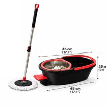 Kit Mop Giratório Turbo 360 Inox Balde Com Pedal e Esfregão Limpeza Casa