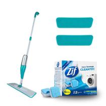 Kit Mop Spray FIT 2 Refil Mais Pastilha Limpa Máquina de lavar roupas Zif Mop com reservatório 365ml, Borrifa Limpa e Seca Kit Multiuso Essencial