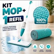 Kit Mop Spray Mágico 3em1 Reservatório 400ml com 1 Refil Extra Esfregão com Spray Lava Enxágua e Seca