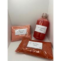 Kit Morango Docinho 500g Sais De Banho Espumante/500g Sais De Banho Relaxante+500ml Banho De Espuma