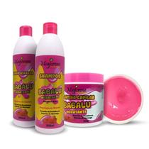 Kit Morango e Framboesa Shampoo + Condicionador + Gelatina Capilar Maycrene Kit Morango e Framboesa Shampoo + Condicionador + Gelatina Capilar Maycrene