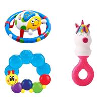 Kit Mordedor Chocalho Unicónio Macio Mordedor De Centopeia Com Água e Chocalho De Joaninha Com Um Espelho Para Bebês