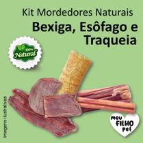 Kit Mordedor Petisco Natural para Cães Bexiga Esôfago Traqueia Bovin NutriCão Pet Food Osso Cachorro