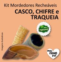 Kit Mordedor Petisco Natural para Cães Casco Chifre Traqueia NutriCão Pet Food Osso Cachorro