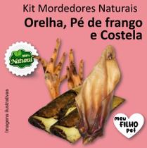 Kit Mordedor Petisco Natural para Cães Costela Orelha Bovina Pé Fran NutriCão Pet Food Osso Cachorro Kit Mordedor Petisco Natural para Cães Costela Orelha Bovina Pé Fran NutriCão Pet Food Osso Cachorro