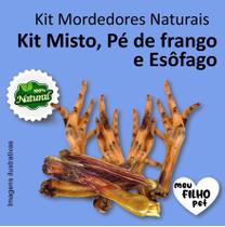 Kit Mordedor Petisco Natural para Cães Pé frango Vergalho Misto NutriCão Pet Food Osso Cachorro