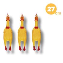 Kit Mordedor Sonoro 27 Cm Frango Galinha Brinquedo 3 Un