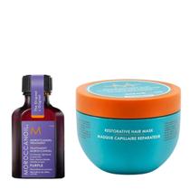 Kit Moroccanoil Óleo de Argan Tratamento PURPLE 25ml + Máscara de Hidratação Reparadora 250ml