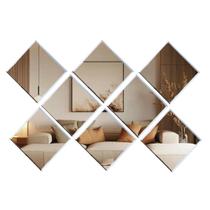 Kit Mosaico 8 Espelho Quadrado Bisotê Casa Quarto 20x20cm Kit Mosaico 8 Espelho Quadrado Bisotê Casa Quarto 20x20cm