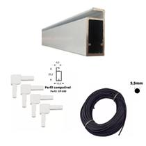 Kit Mosqueteiro 4 Perfis Branco 2,0m Com Cantoneira Branca Mais Cordão De Borracha 2,0m