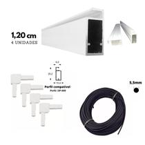 Kit Mosqueteiro 4 Perfis Com Cantoneira Branca Mais Cordão De Borracha 5,5mm