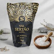 Kit Mossoró: Sal Marinho Integral 1 Kg Com Laudo + Flor De Sal 2,5 Kg Com Laudo Kit Mossoró: Sal Marinho Integral 1 Kg Com Laudo + Flor De Sal 2,5 Kg Com Laudo