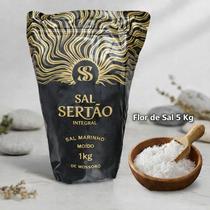 Kit Mossoró: Sal Marinho Integral 1 Kg Com Laudo + Flor De Sal 5 Kg Com Laudo Kit Mossoró: Sal Marinho Integral 1 Kg Com Laudo + Flor De Sal 5 Kg Com Laudo