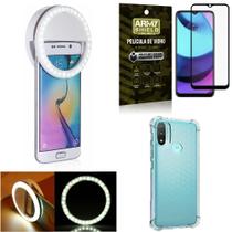 Kit Moto E20 Flash Ring + Capa Anti Impacto + Película de Vidro 3D - Armyshield
