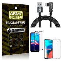 Kit Moto E7 Cabo em L Tipo C HS180 + Capinha + Película 3D - Armyshield