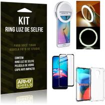 Kit Moto E7 Flash Ring+Capa Anti Impacto+Película Vidro 3D