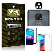 Kit Moto E7 Película de Câmera + Película 3D + Capa Anti Impacto - Armyshield