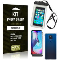 Kit Moto E7 Plus Capinha Prova D'água + Capa Anti Impacto + Película 3D - Armyshield