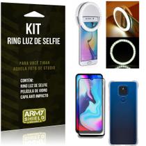 Kit Moto E7 Plus Flash Ring + Capa Anti Impacto + Película de Vidro 3D - Armyshield