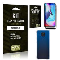Kit Moto E7 Plus Flex Protection com Película Flex + Capa Anti Impacto - Armyshield