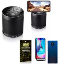 Kit Moto E7 Plus Som Bluetooth Potente Q3 + Capinha + Película 3D - Armyshield