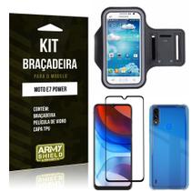 Kit Moto E7 Power Braçadeira + Capinha Anti Impacto + Película de Vidro 3D - Armyshield