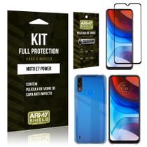 Kit Moto E7 Power Full Protection com Película de Vidro 3D + Capa Anti Impacto - Armyshield