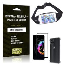 Kit Moto Edge 20 Lite Pochete + Capinha Anti Impacto + Película de Vidro 3D - Armyshield