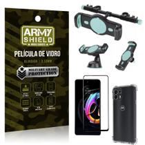 Kit Moto Edge 20 Lite Suporte Veicular 3 em 1 + Película 3D + Capa Anti Impacto - Armyshield