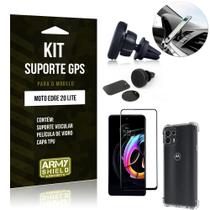 Kit Moto Edge 20 Lite Suporte Veicular Magnético + Capa Anti Impacto + Película Vidro 3D -Armyshield