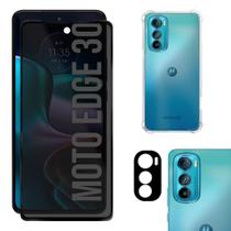 Kit Moto Edge 30 Película Privacidade 3D + Capa + Pelicula de Câmera 3D