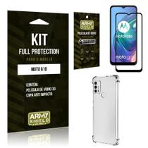 Kit Moto G10 Full Protection com Película de Vidro 3D + Capa Anti Impacto - Armyshield