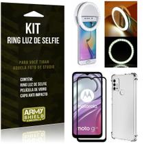 Kit Moto G20 Flash Ring+Capa Anti Impacto+Película Vidro 3D