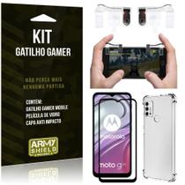 Kit Moto G20 Gatilho Gamer+Capa Anti Shock+Película Vidro 3D - Armyshield