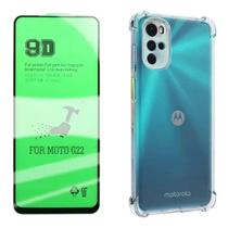Kit Moto G22 - Película de Cerâmica 9D + Capa Transparente + Pelicula de Camera