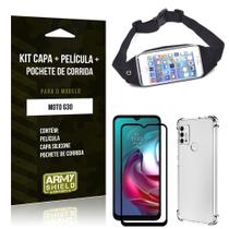 Kit Moto G30 Pochete+Capinha Anti Impacto+Película Vidro 3D