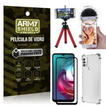 Kit Moto G30 Tripé Flex + Flash Ring + Capa Anti Impacto + Película 3D - Armyshield